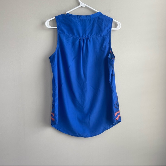 Old Navy Blue/Orange Floral Print Sleevless Top M - Picture 2 of 5